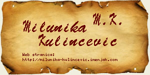 Milunika Kulinčević vizit kartica